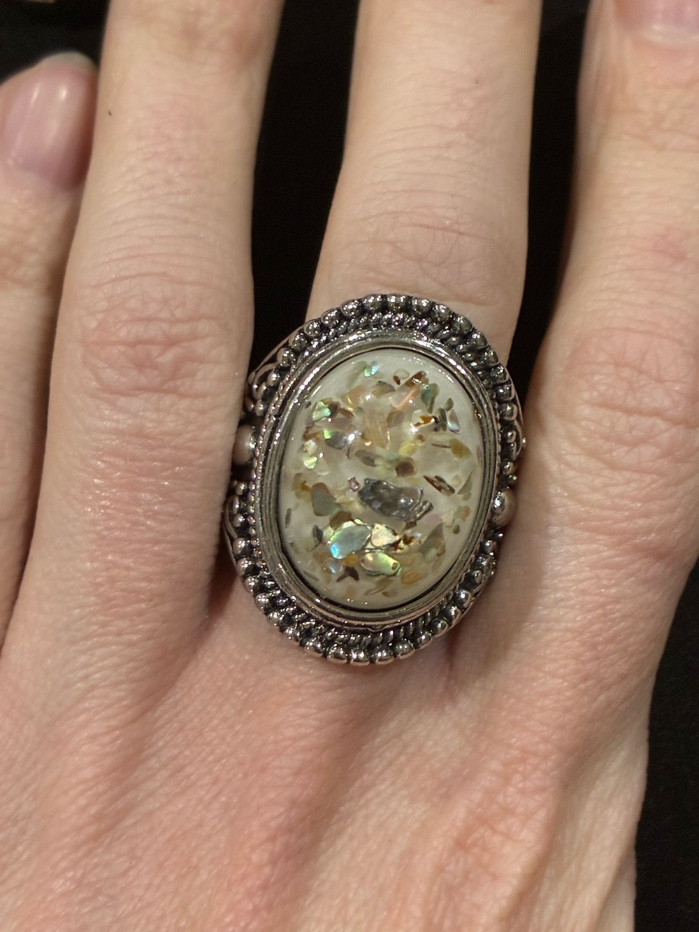 Vintage Confetti Lucite Cocktail Ring